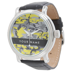 Montre Camouflage jaune et gris Personnalisez votre nom