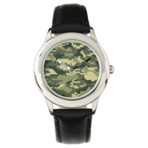 Montre Camouflage numérique en bois à 8 bits / Camo
