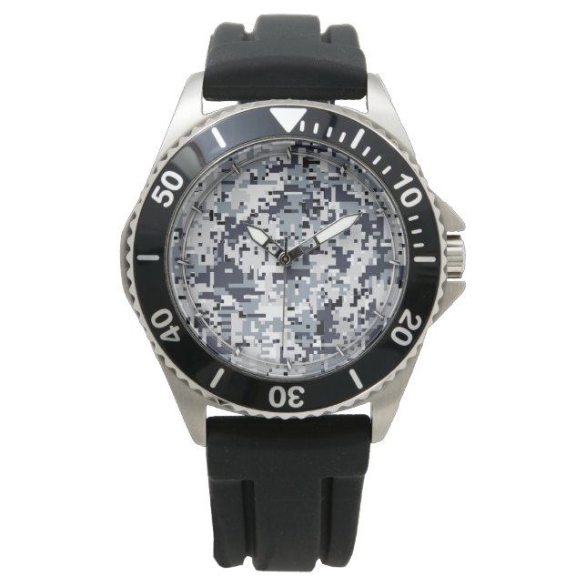 Montre Camouflage numérique gris de style urbain (devant)