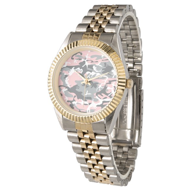Montre Camouflage rose et gris, Militaire, Armée (Incliné)