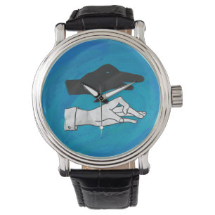 Montre Canard noir sur bleu