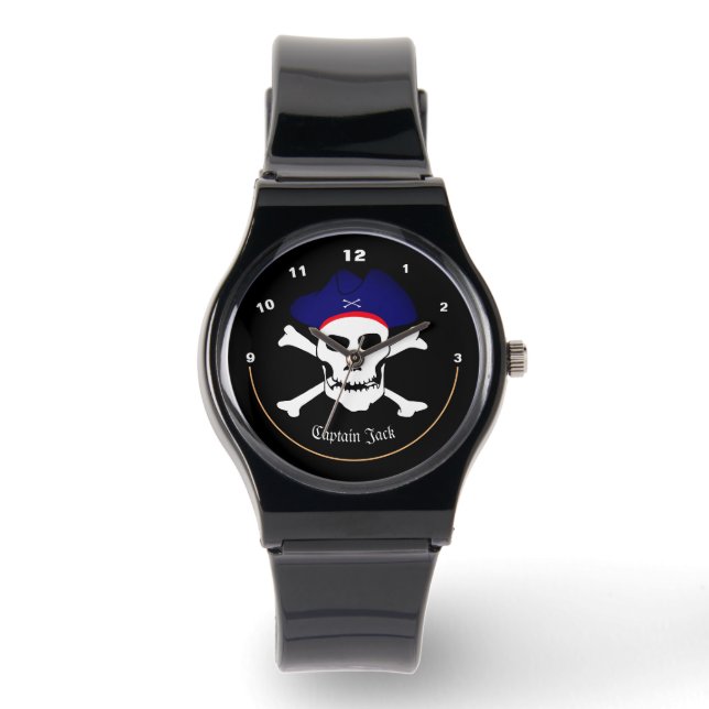 Montre Capitaine Jack, Pirates Drapeau, Crâne / Bateau (Recto)