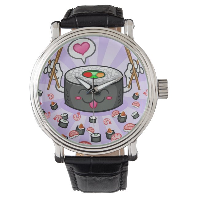 Montre Caractère de dessin sushi Manger beaucoup de creve (devant)