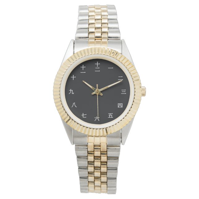 Montre Caractère numérique chinois (police blanche) (devant)