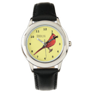 Montre Cardinal du Nord dessin animé d'oiseau
