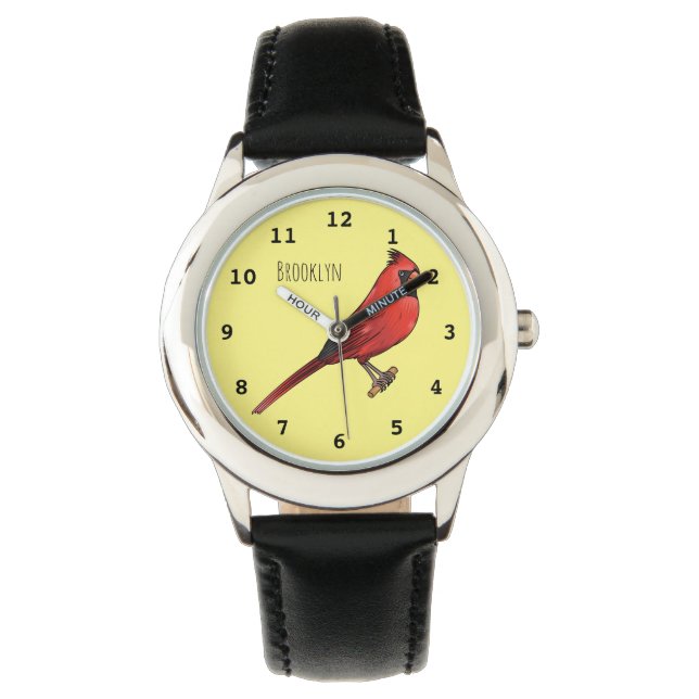 Montre Cardinal du Nord dessin animé d'oiseau (devant)