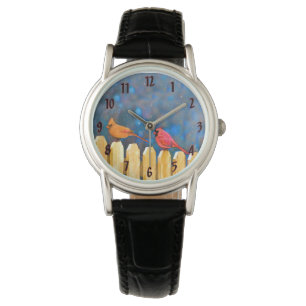 Montre Cardinaux sur la peinture de clôture - Art origina