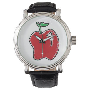 Montre Caricature à la pomme rouge dessinée à la main