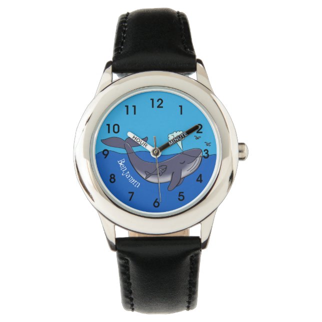 Montre Caricature de baleine mignonne et de baleine de ve (devant)