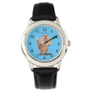 Montre Caricature de chipmunk à grosses joues mignonnes