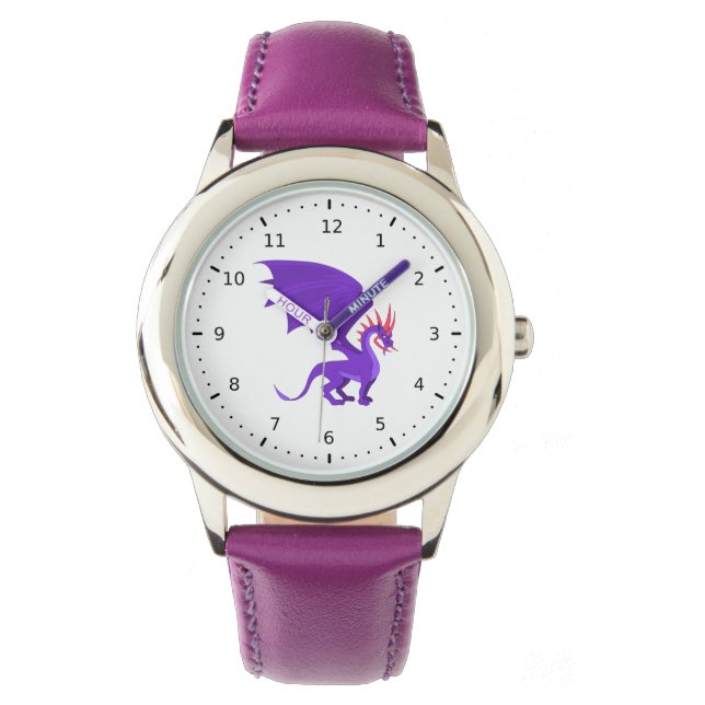 Montre Caricature de dragon violet (devant)