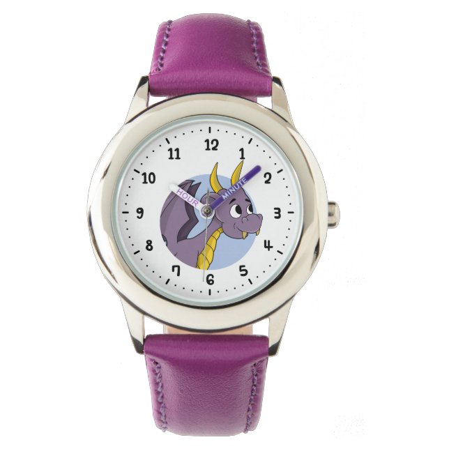 Montre Caricature de dragon violet (devant)