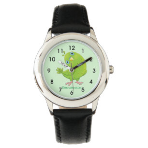 Montre Caricature de perruche verte curieuse