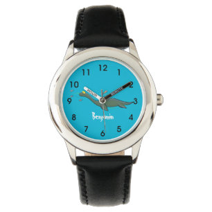 Montre Caricature de plesiosaure, monstre marin mignon et