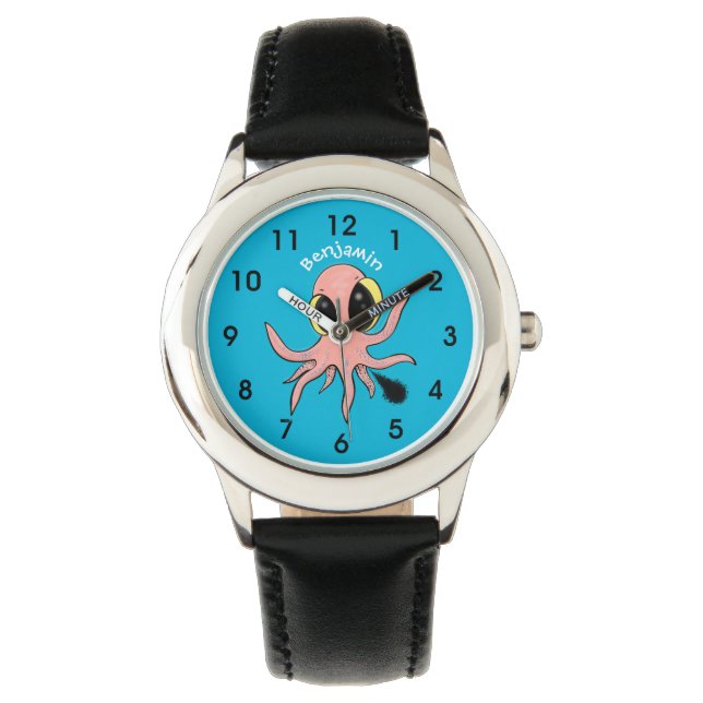 Montre Caricature de poulpe de bébé mignonne et cheeky (devant)