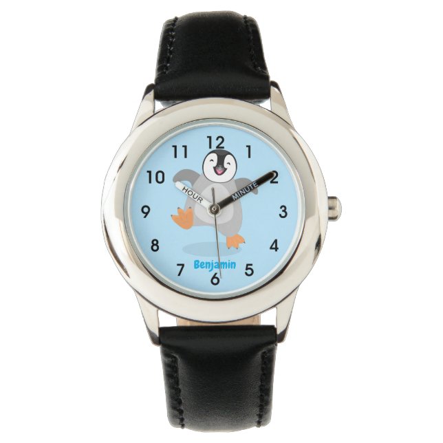 Montre Caricature de poussin de pingouin mignon et joyeus (devant)