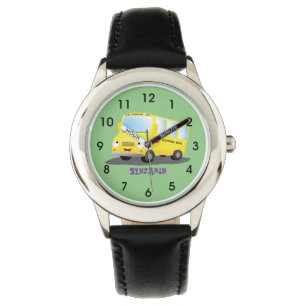 Montre Caricature du bus scolaire jaune joyeux