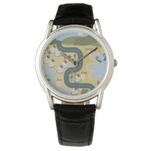 Montre Caricature élégante paysage carte de voyage