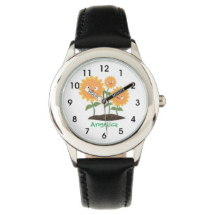 Montre Caricature joli tournesol souriant illustration