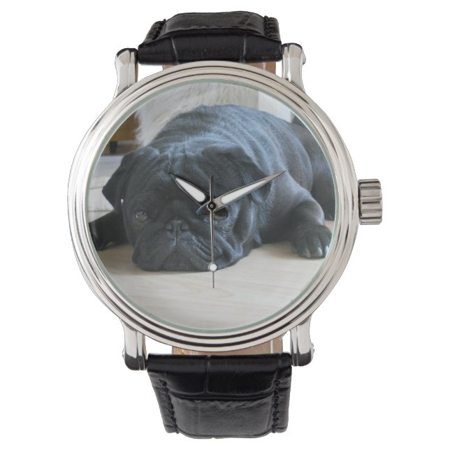 Montre carlin noir plat (devant)