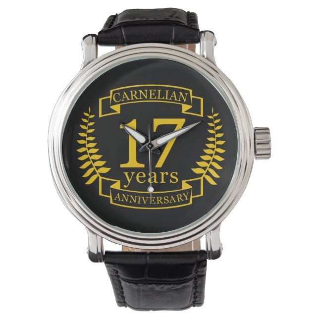 Montre Carnelian Gemstone mariage anniversaire 17 ans (devant)