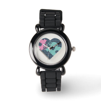 Montre Carnet Coeur mignon argenté bleu roseMODERN