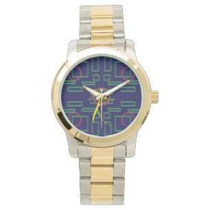 Montre Carré bleu géométrique