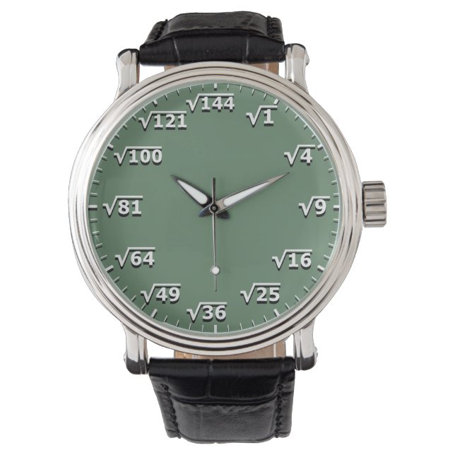 Montre Carré vert horloge racine - Mathématiques temps ma (devant)