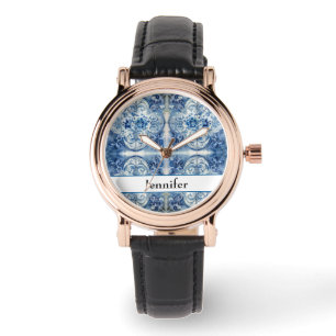 Montre Carreaux anciens en bleu Delft