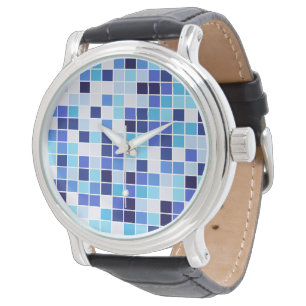 Montre Carreaux de Piscine, Carreaux de Mosaïque Bleus, M