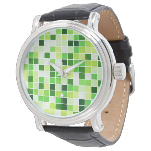 Montre Carreaux de Piscine, Carreaux de Mosaïque Verts, M