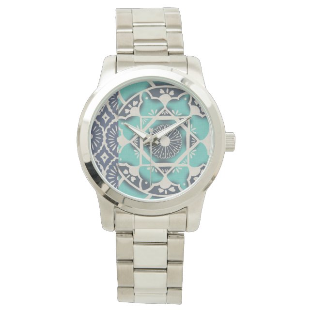 Montre Carrelage bleu Batik II (devant)