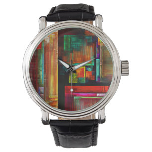 Montre Carrés colorés Motif d'art Abstrait moderne #04