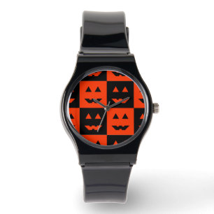 Montre Carrés de visage de citrouille d'Halloween