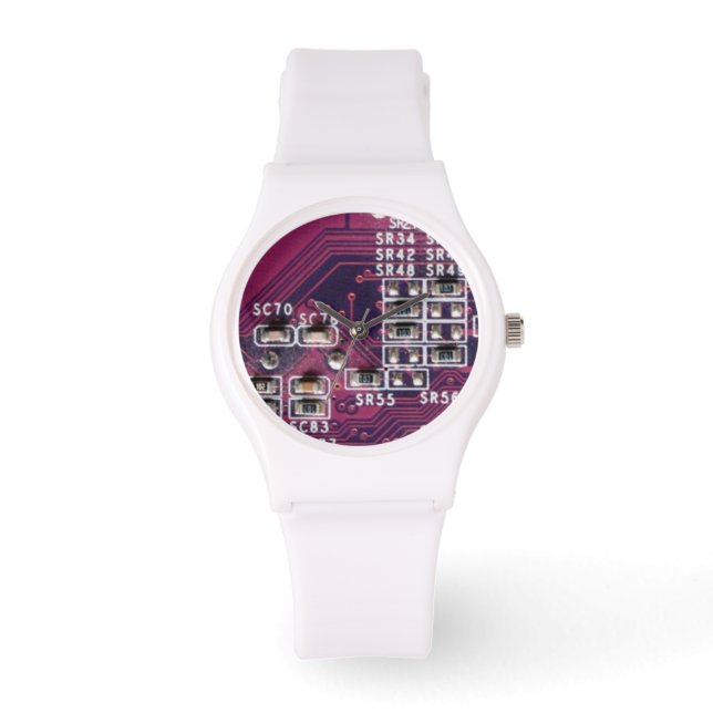 Montre Carte de circuit électronique rouge (Recto)