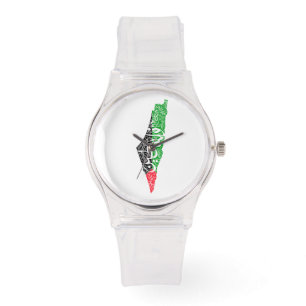 Montre Carte de la Palestine libre et drapeau du Canada (