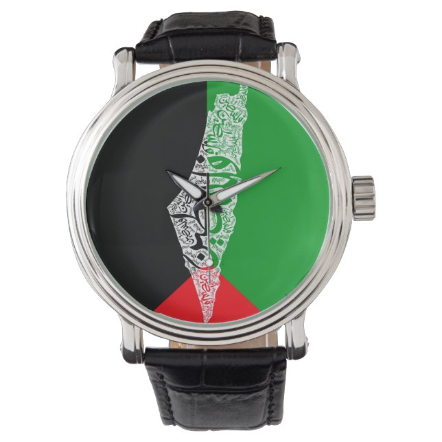 Montre Carte de la Palestine libre et drapeau du Canada ( (devant)