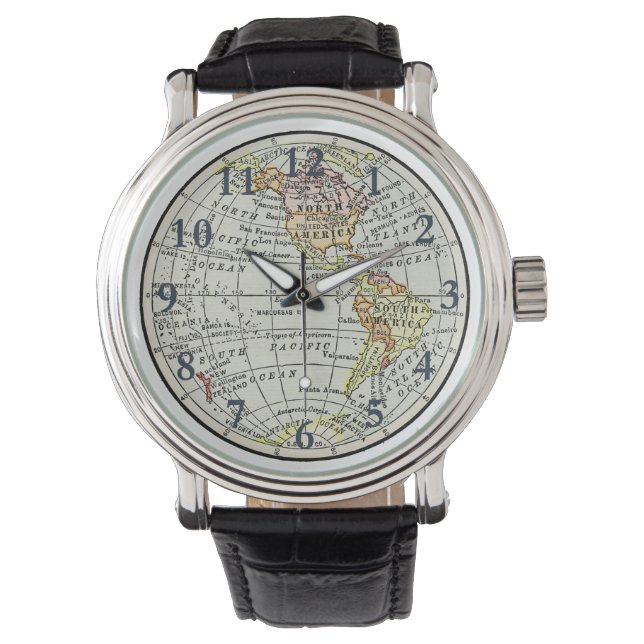 Montre Carte de l'hémisphère occidental Globe Travel (devant)