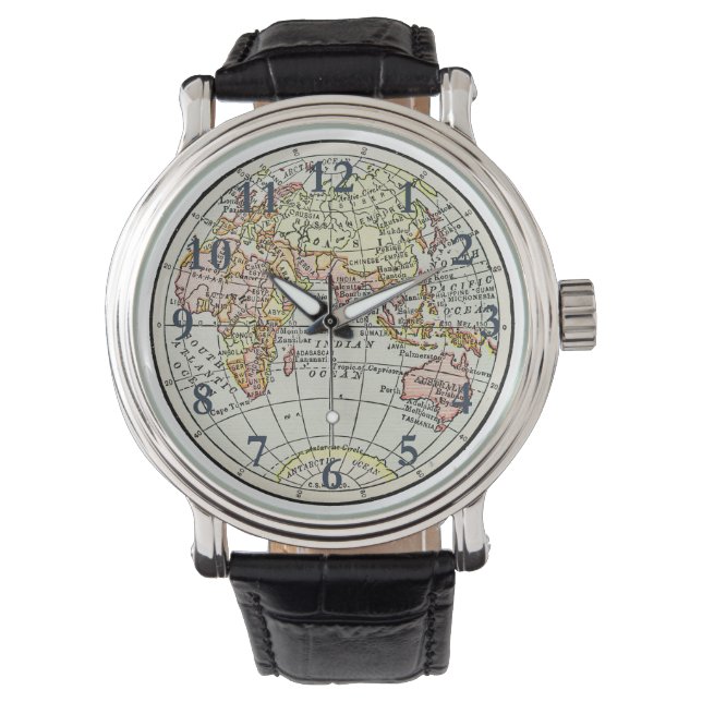 Montre Carte de l'hémisphère oriental Globe Travel Art (devant)