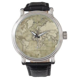 Montre Carte de papier usée du monde