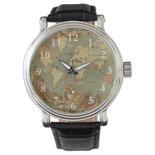 Montre Carte du monde Antique 1886 Illustré