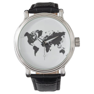 Montre carte du monde noir
