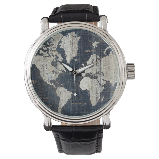 Montre Carte du Vieux-Monde Bleu (devant)