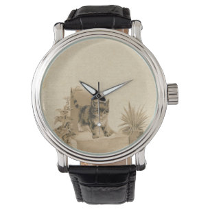 Montre Carte française d'antiquité avec dessin de chat Vi