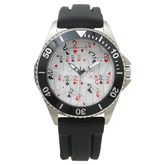 Montre Carte Poker Numéro Deux Dans Un Motif, (devant)