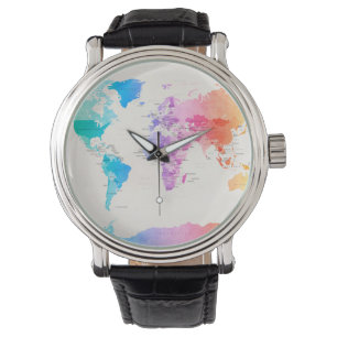 Montre Carte politique pour aquarelle du monde