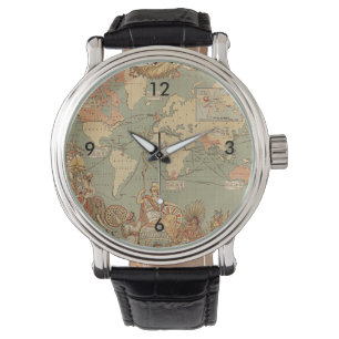 Montre Carte victorienne vintage d'Empire Britannique
