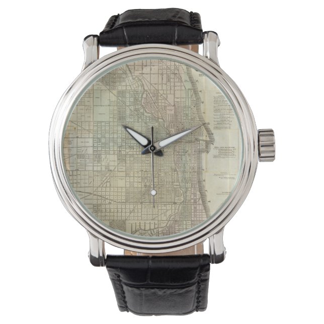 Montre Carte vintage de Chicago (1857) (devant)