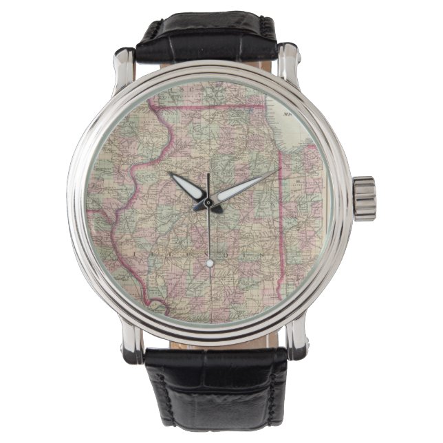Montre Carte vintage de l'Illinois (1874) (devant)
