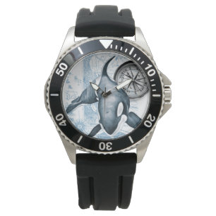 Montre Carte Vintage Orca Blue Compass